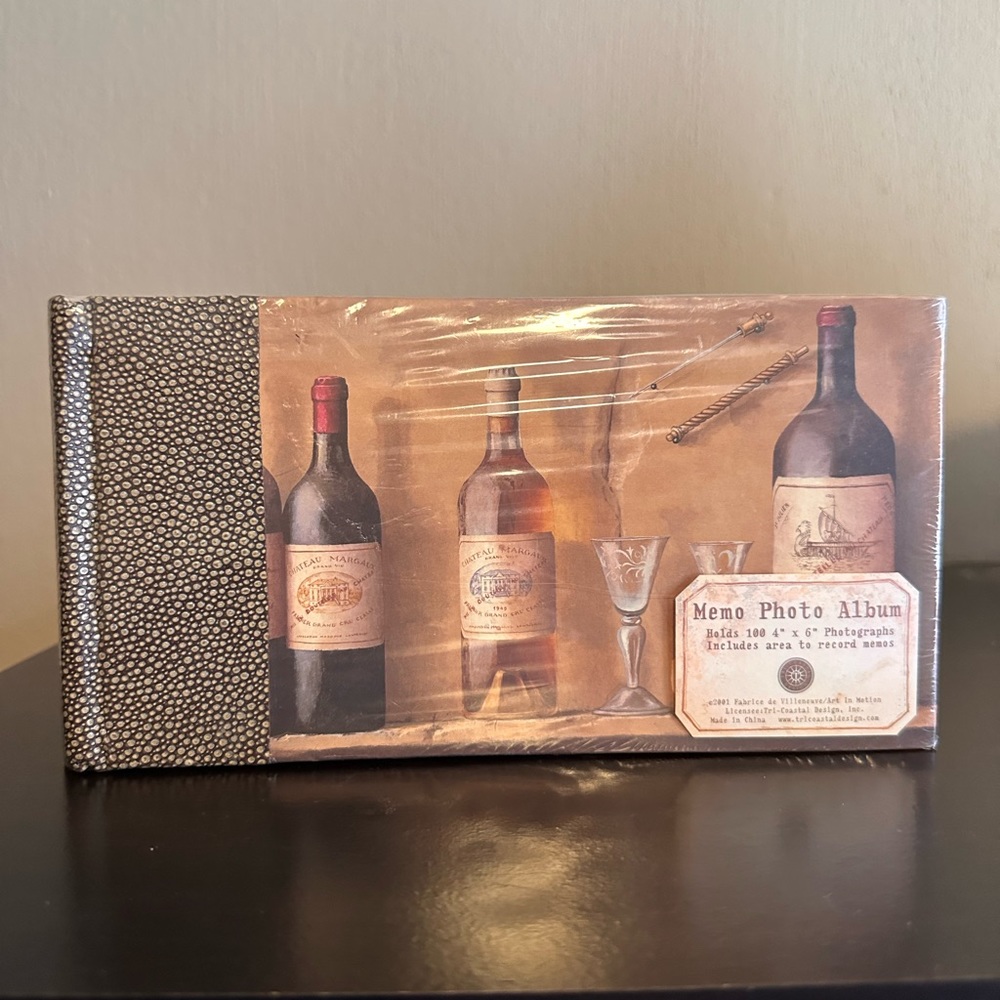 Wine Themed Coffee Table Photo Album Holds 100 4”x6”photos